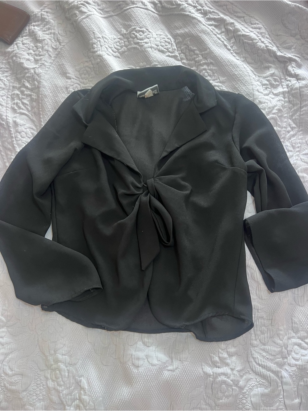 Fashion Bug Black Tie-Front Blouse